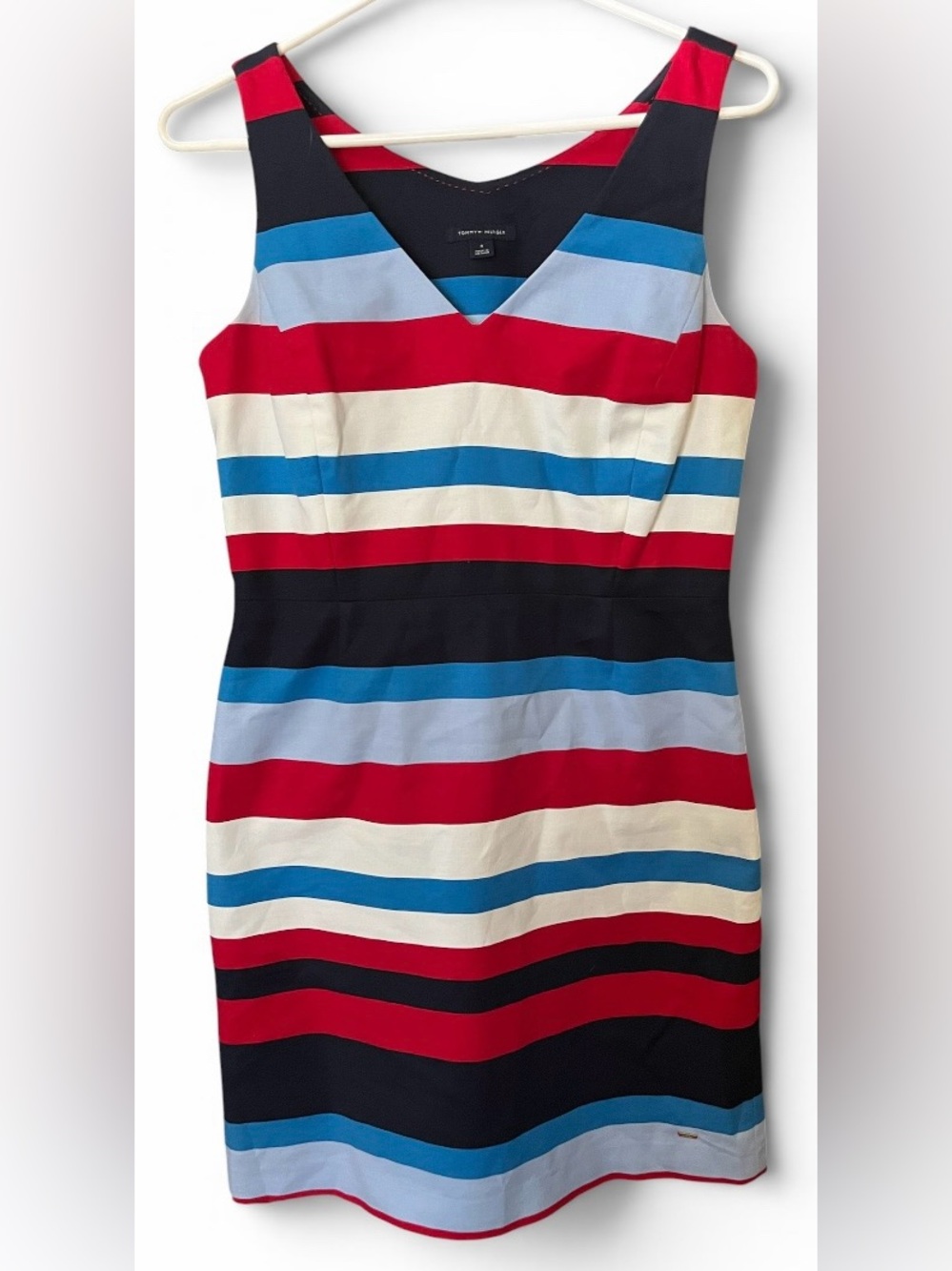 Tommy Hilfiger Striped Sheath Dress Red Blue White Sleeveless Size 4 - Picture 2 of 6